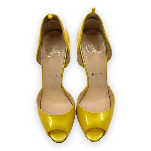 [relisted] Christian Louboutin Bright Yellow Peep Toe Heels - Picture 3 of 11